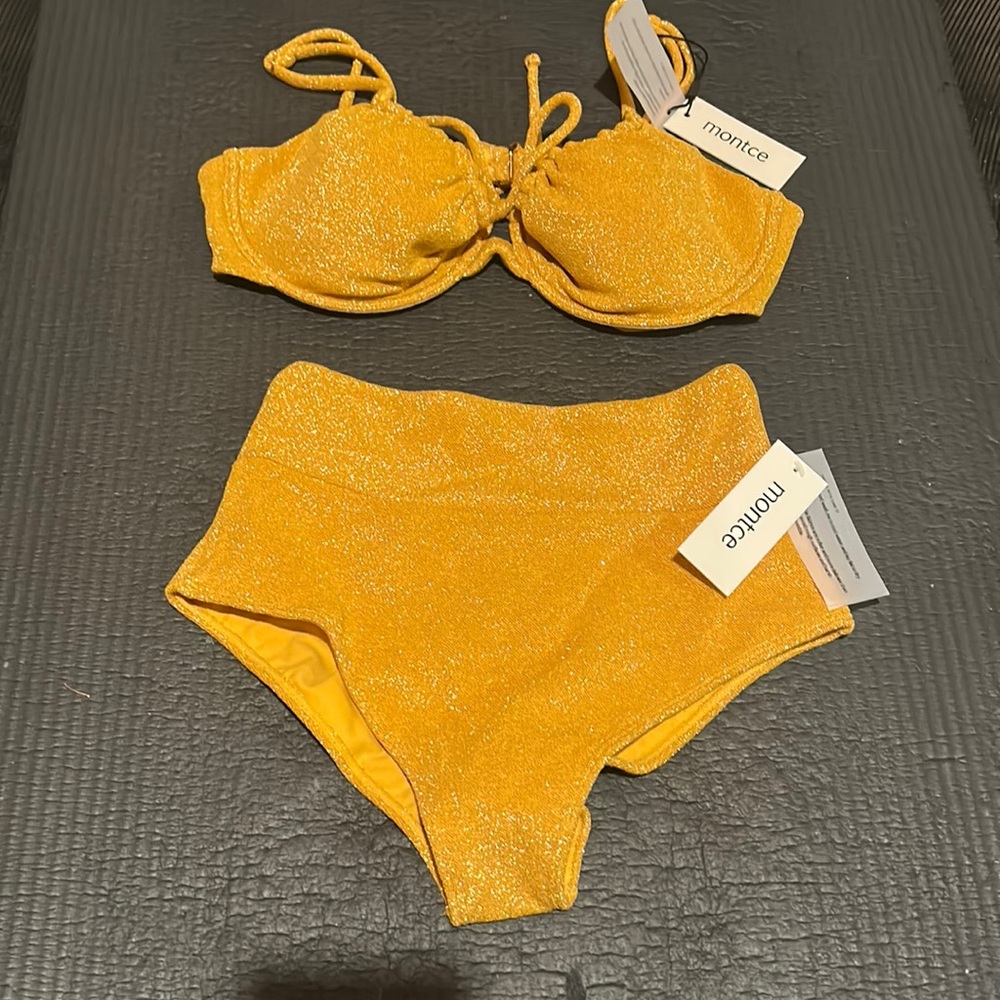 Yellow sparkle montce swim